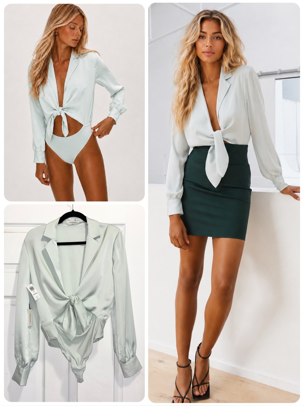 NWT Aritzia Babaton Ace Bodysuit Blouse Aqua Essence Size Small Brand New